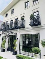 Ventana de Acero y Hierro para Villa de Lujo, Marco Delgado con Rotura de Puente Térmico, Doble Acristalamiento Aislante, Estilo Francés, Rejilla Minimalista