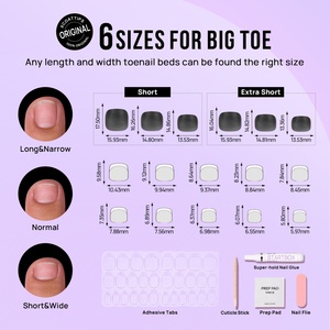 เล็บปลอม BTArtbox Premium Soft Gel แบบกดติด 30 ชิ้น สีดำสนิท ทำมือ สำหรับตกแต่งเล็บเท้า - Product Image 4