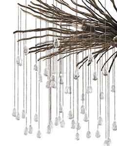 ثريا فاخرة حديثة على شكل فروع شجرة مع إضاءة متدلية على شكل قطرات المطر لطاولة الطعام وغرفة المعيشة، مناسبة للفنادق والفلل - Product Image 2