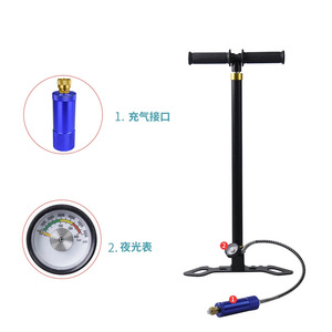 High Pressure Manual Air Pump 30Mpa Stainless Steel With Gauge For Bicycle Tire - Product Image 1