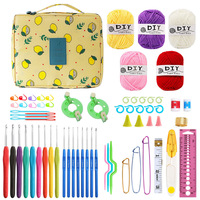 Set benang rajut TPR pegangan biru lintas batas alat rajut buatan tangan DIY dengan kemasan tas untuk pemula