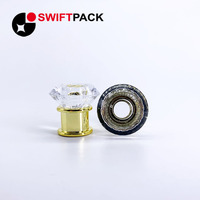 Capuchons de bouteille de parfum scintillants en acrylique doré + pp, personnalisé, couronne transparente, vente en gros, pièces