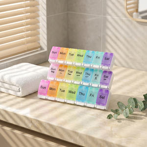Wholesale Wholesale Multifunctional PP <b>Pill</b> Box Organizer Portable Easy Open Capsule Medicine <b>Storage</b> <b>Case</b> Weekly - Product Image 2