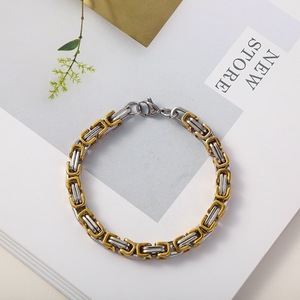 Bracelet chaîne tendance en acier titane, blocs géométriques irréguliers, bijoux unisexe - Product Image 2