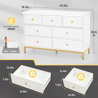 Commode à 7 tiroirs JIAMEIJIA, style moderne et luxueux, blanc |   Commode / Buffet de salon
