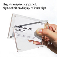Support d'étiquette de prix en acrylique transparent, léger, écologique, magnétique double face, personnalisable, 5*7 pouces, avec logo personnalisé