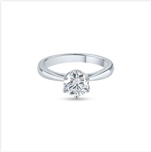 Anillo de diamante solitario de corte brillante redondo impecable con banda sofisticada para compromiso matrimonio o aniversario de la India - Product Image 3