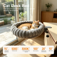 Lit pour chat peu encombrant, 36*40cm, à fixer sur bureau, repose-pieds pour animal de compagnie, en peluche douce en forme de donut, résistant aux griffures pour bureau et sol