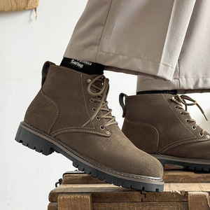 2026 New Men Thick Sole <b>Boots</b> Retro Stylish Handsome High Top Casual <b>Leather</b> <b>Work</b> <b>Boots</b> - Product Image 4