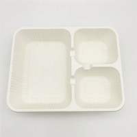 Barquettes alimentaires jetables biodégradables à 2 compartiments en amidon de maïs avec couvercle en amidon de maïs