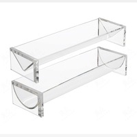 Plateau de service en acrylique transparent 22x7x5 en forme de V, lot de deux, pour desserts, biscuits, macarons, multi-usages, sûr pour les aliments, rangement de bureau