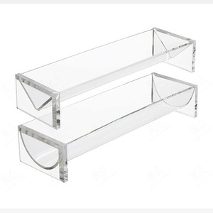 Plateau de service en acrylique transparent 22x7x5 en forme de V, lot de deux, pour desserts, biscuits, macarons, multi-usages, sûr pour les aliments, rangement de bureau - Product Image 2