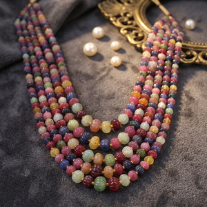 Collar de Calabaza con Cuentas de Zafiro Natural Multicolor y Piedras Preciosas - Product Image 1