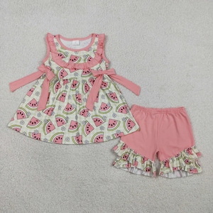 Ensemble deux pièces décontracté pour filles, imprimé crâne de taureau turquoise, printemps-été - Product Image 5