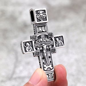 Retro Stainless Steel <b>Cross</b> Pendant Double <b>Sided</b> Religious Charm For Believers Unisex <b>Necklace</b> - Product Image 4