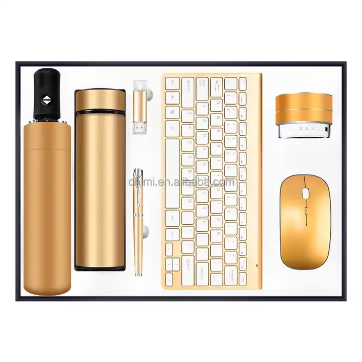 Set 2024 Produk Inovatif Wireless Mouse dan Keyboard, Set USB Flash Drive + pena + Mouse + Keyboard + Speaker + Power Bank OEM