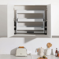 Armário de Parede Moderno para Cozinha de Hotel Eacha, Organizador Vertical Retrátil com Cesto, Multifuncional, 3 Prateleiras, 25cm de Profundidade, 45.2cm