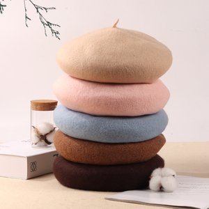 2025 haute qualité classique couleur Vintage personnalisé Boina chapeau <span class=keywords><strong>luxe</strong></span> Simple mode dames laine <span class=keywords><strong>béret</strong></span> pour femmes français - Product Image 2