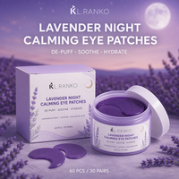 Patchs Hydrogel OEM Marque Privée pour les Yeux, Masque Apaisant à la Lavande, Patchs Gel Sous les Yeux Anti-Poches, Anti-Cernes et Anti-Rides, 60 Pièces
