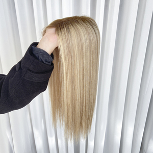 YF-2413 cao cấp tay-gắn đầy đủ <span class=keywords><strong>Mono</strong></span> cơ sở Trinh Remy con người Topper thẳng kết cấu mật độ 180% <span class=keywords><strong>Mono</strong></span> cơ sở đóng cửa cho phụ nữ - Product Image 4