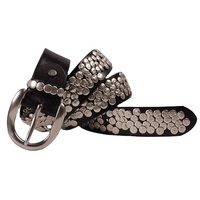 Ceinture en cuir véritable punk western pour hommes et femmes, vintage de haute qualité, décoration en métal cloutée, vente en gros