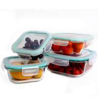 Boîte de conservation alimentaire carrée en verre de haute qualité JM et boîte à lunch en verre avec joint en silicone
