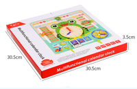 Montessori 7 en 1 saison cognitive pour enfants temps météo jouets éducatifs en bois grenouille calendrier en bois horloge conseil