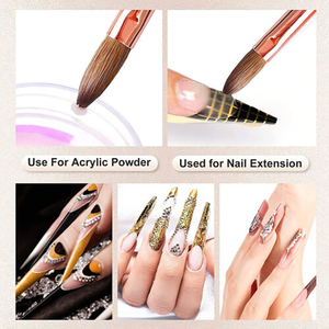 Pinceaux à ongles en acrylique 100% pur Kolinsky, différentes tailles # 8- # 24 Outils de manucure professionnels à manche ondulé en cristal blanc - Product Image 6