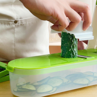 Ensemble de trancheuse-râpe à légumes en acier inoxydable à 5 lames, coupe-aliments manuel, hachoir, trancheuse avec bac de récupération de 1,2 L