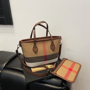 Sac fourre-tout élégant en PU texturé pour femme, édition été 2026, motif écossais minimaliste, personnalisation rapide - Product Image 3
