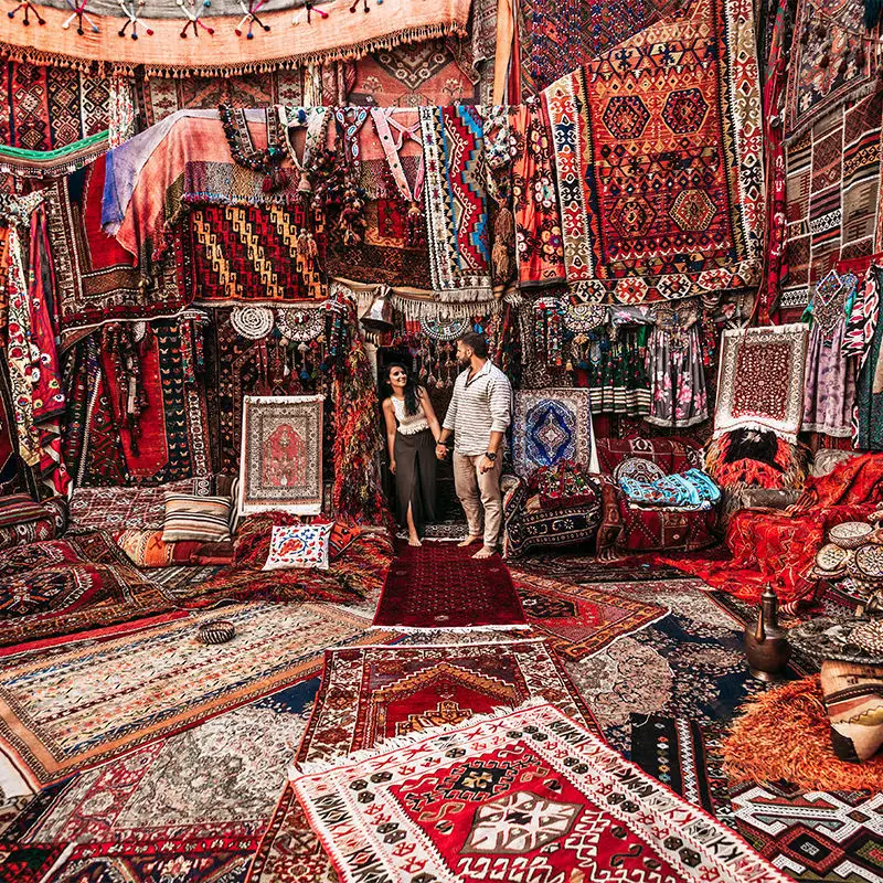 מכירת מפעל שטיח סלון מרוקאי גודל גדול מחצלת מסדרון מונעת החלקה שטיחים באזור מרכז בסגנון פרסי בוהמי לרצפה