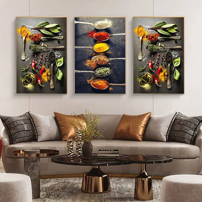 Modern Kitchen Art Spice Spoon Cereal Wall Art pictures And Canvas Painting For Home Decor Cuadros Restaurant Decoration