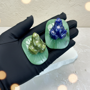 Nuova Scultura di Rana in Cristallo con Foglia di Loto, Pietra Curativa, Stile Pastorale per Decorazione Casa e Regalo - Product Image 2