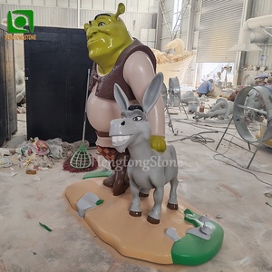 Statue personnalisée en fibre de verre de <span class=keywords><strong>Shrek</strong></span> et de Donkey, sculpture en résine de dessin animé - Product Image 3