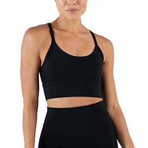 Sujetador Deportivo para Mujer, Cuello Redondo, Color Negro Sólido, Transpirable, Soporte Medio, Ropa Deportiva Activa para Fitness - Product Image 5