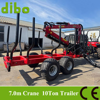 Grue forestière DIBO TUV CE PTO, entraînée par un tracteur, capacité de levage hydraulique de 2 tonnes, 7 m, grappin à bois, remorque pour tracteur
