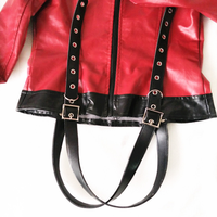 BDSM prisonnier veste droite en cuir tenue de retenue sexe corps camisole de force avec couvre-chef Bondage Gear pour Couple amoureux