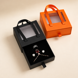 Customizable Logo Portable Window Drawer Jewelry <b>Storage</b> Box <b>Earrings</b> Ring Bracelet Pendant Eco-friendly Packaging Paper Box - Product Image 3