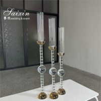 Hot Sale Hohe Hochzeit Tisch dekoration Kerzen ständer 3 Stück Set Hochzeit Gold Kristall Kerzenhalter