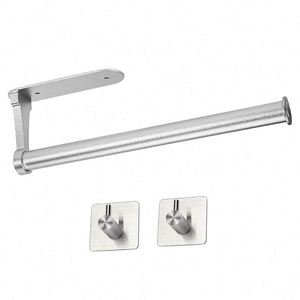 Self Adhesive Silver Wall-Mounted Eco-Friendly Hanger for Kitchen Bathroom Gym <b>Storage</b> of Paper Cling Film Towel Rolls - Product Image 1