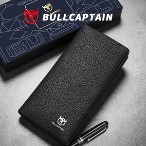 BULLCAPTAIN Wholesale Genuine Leather Wallet <b>Men</b> Long Luxury RFID Blocking Leather Clutch Phone <b>Purse</b> Custom Male Wallets - Product Image 1