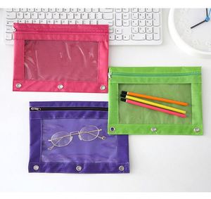 High Quality <b>Large</b> Capacity Pencil Case Three Hole Ten Colors Optional Double Zipper Pencil Pouches Pen Bag - Product Image 5