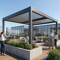 Pergola en aluminium pour restaurant avec système de toit réglable pour repas en plein air et utilisation sur balcon - Solution d'ombrage commerciale écologique