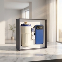 Tasse à café à affichage numérique avec logo personnalisé + chargeur mobile promotionnel intégré à quatre fils avec instructions