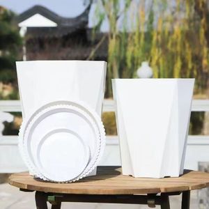 <span class=keywords><strong>Pot</strong></span> de fleurs carré extra-large en plastique de style farmhouse avec trou de drainage, grand diamètre pour les succulentes, design moderne - Product Image 6