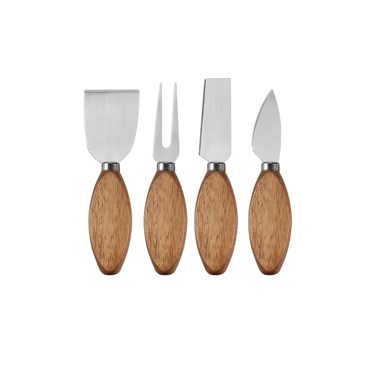 4pcs Unique Cheese Knife Tool Set Wood Bamboo Handle Stainless Steel Cheese Knife Set For Cheese Pizza