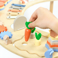 Table d'activités Montessori en bois pour tout-petits, centre de jeu sensoriel en forme de lune, cadeau éducatif d'anniversaire pour enfants