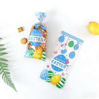 Sac en plastique jetable à motif de lapin de Pâques pour emballer des biscuits et des friandises, décoration de fête festive