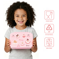 Kotak Makan Siang Anak Desain Persegi Panjang, Promo! Dengan 2 Kompartemen, Kotak Bento Portabel untuk Sekolah