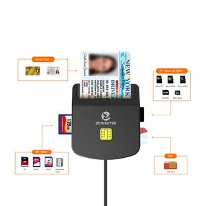 Lector de Tarjetas Inteligentes ZOWEETEK con Chip, 4 Ranuras, Compatible con Tarjetas SD, TF, MMC, ATM, EMV, CAC, ID, IC, SIM, SIS, Lector de Tarjetas de Crédito USB - Product Image 1
